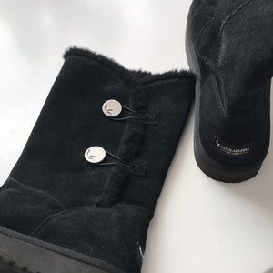 Ugg Koolaburra Black Suede Sherpa  Boots size 10